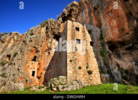 Das byzantinische Kloster Agios Demetrios (Avgo), Ermionida Gemeinde, Argolis (Argolis), Peloponnes, Griechenland. Stockfoto