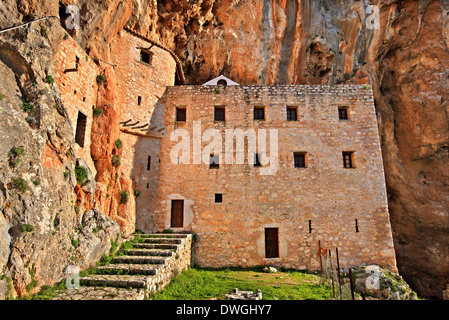 Das byzantinische Kloster Agios Demetrios (Avgo), Ermionida Gemeinde, Argolis (Argolis), Peloponnes, Griechenland. Stockfoto