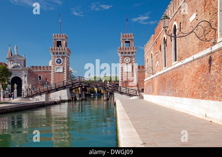 Die Porta Magna der venezianischen Arsenal, Venedig, UNESCO World Heritage Site, Veneto, Italien; Le Torri dell'Arsenale, Venezia Stockfoto