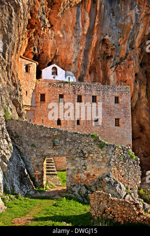 Das byzantinische Kloster Agios Demetrios (Avgo), Ermionida Gemeinde, Argolis (Argolis), Peloponnes, Griechenland. Stockfoto