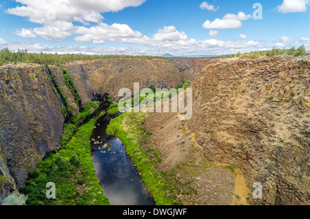 Blick auf eine Schlucht mit dem Crooked River fließt unten Stockfoto