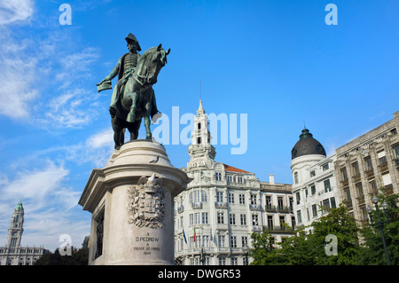 Dom Pedro IV Statue, Porto Stockfoto