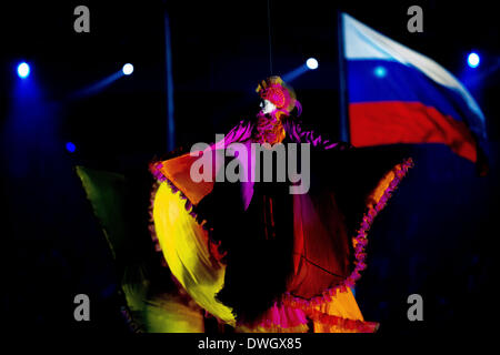 Sotschi, Russland. 7. März 2014. Eine Szene von der Eröffnungszeremonie der 11. Paralympischen Winterspiele in Sotschi im Fisht Stadion. Bildnachweis: Mauro Ujetto/NurPhoto/ZUMAPRESS.com/Alamy Live-Nachrichten Stockfoto