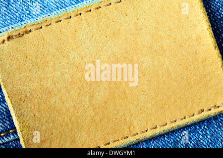 Jeans mit leeren Leder-Label für Ihren eigenen text Stockfoto