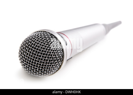 Silber Funkmikrofon isoliert auf weißem Hintergrund Stockfoto
