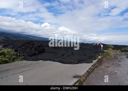 Ende der Straße, Chain of Craters Road, Hawaii Volcanoes National Park, Big Island, Hawaii, USA. Stockfoto