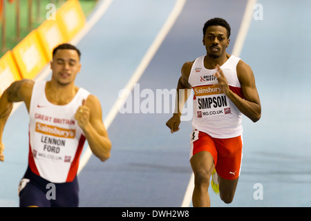 Luke LENNON-FORD & Omar SIMPSON 400m Männer Halbfinale Heat 1, 2013 britischen Leichtathletik Europäische Studien Sheffield, UK Stockfoto