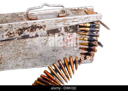 Maschinengewehr-Band mit Patronen Mal Zweiter Weltkrieg Stockfoto