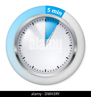 Blau-Timer-Symbol. Fünf Minuten. Abbildung auf weiß. Stockfoto