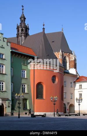 St. Barbara Kirche in Maty Rynek (Rynek Quadrat) in der Stadt Krakau in Polen. Stockfoto