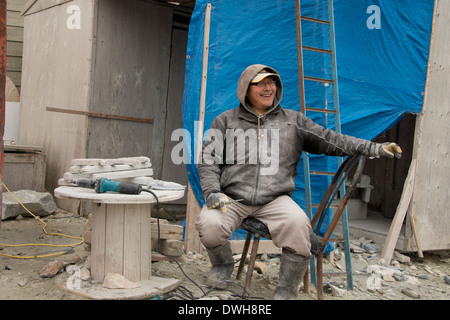 Kanada, Nunavut, Qikiqtaaluk Region, Cape Dorset. "Hauptstadt des Inuit-Kunst" bekannt für native print und Speckstein schnitzen. Stockfoto