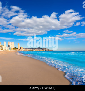 Benidorm-Alicante-Playa de Poniente Strand in Spanien Valencia Stockfoto