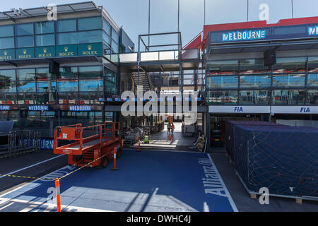 Melbourne, Victoria, Australien. 9. März 2014. 9. März 2014: Ein Blick auf das Podest vor der 2014 Australian Formula One Grand Prix im Albert Park in Melbourne, Australien. Sydney Low/Cal Sport Media/Alamy Live-Nachrichten Stockfoto