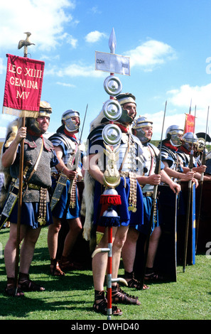 Roman Army, 14. Legion in Großbritannien, 2. Jahrhundert, Reenactment Legionär Soldat Soldaten England UK Stockfoto