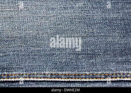 Textur der Blue Jeans in Makro. Stockfoto