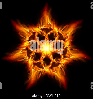 Feuerblume. Darstellung auf schwarzem Hintergrund für design Stockfoto