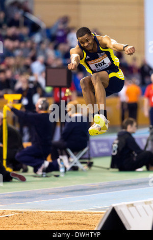 Nathan FOX Dreisprung Männer Finale Sainsbury britischen Leichtathletik Indoor Championships, English Institute of Sport, Sheffield, UK. Stockfoto