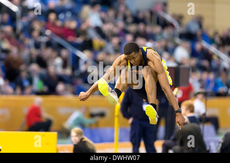 Nathan FOX Dreisprung Männer Finale Sainsbury britischen Leichtathletik Indoor Championships, English Institute of Sport, Sheffield, UK. Stockfoto