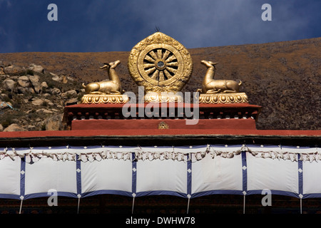 Buddhistische Mandela auf dem Dach des Drepung-Kloster in der Nähe von Lhasa in der Tibet autonomen Region von China Stockfoto