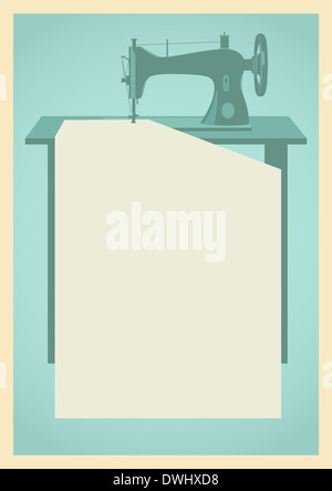 Retro-Hintergrund mit Nähmaschine Silhouette und Ihrem text Stockfoto
