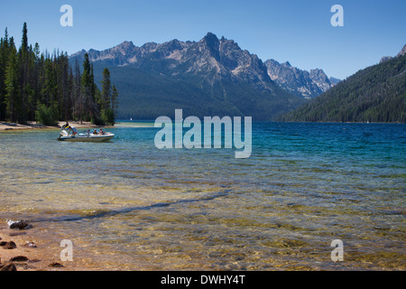 Wirklich tolle Campingplatz in Rotbarsch See, Idaho, Sawtooth National Forest und Recreation Area Stockfoto