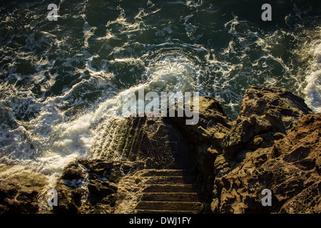 Ponta Sol alte Werft, auf der Insel Madeira, während des Sonnenaufgangs. Stockfoto