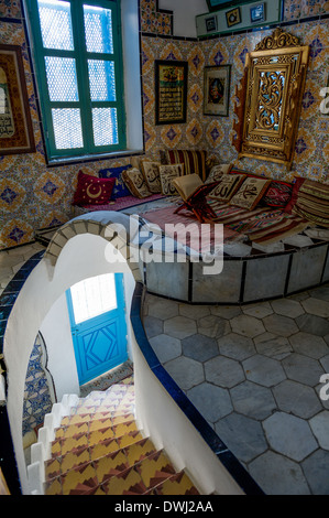 Nordafrika, Tunesien, Sidi Bou Said. Haus Dar El Annabi achtzehnten Jahrhundert. Stockfoto