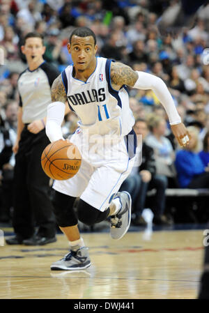 Dallas, Texas, USA. 9. März 2014. 9. März 2014: Dallas Mavericks shooting Guard Monta Ellis #11 erzielte 20 Punkte in einem NBA-Spiel zwischen den Indiana Pacers und den Dallas Mavericks das American Airlines Center in Dallas, TX Dallas besiegt Indiana 105-94 Credit: Cal Sport Media/Alamy Live News Stockfoto