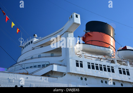 Brücke und Trichter von der Queen Mary, 1936 Art-deco-Cunard Ocean liner Stockfoto