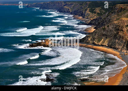 Portugal, Algarve: Blick vom Torre de Aspa zu den Stränden der Costa Vicentina Stockfoto