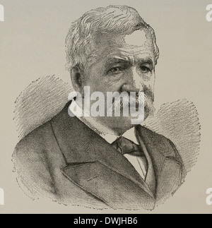 Ferdinand De Lesseps (1805-1894). Französischer Diplomat und Unternehmer. Kupferstich von Thaners. Stockfoto