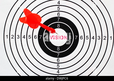Vision-Text auf Ziel Stockfoto