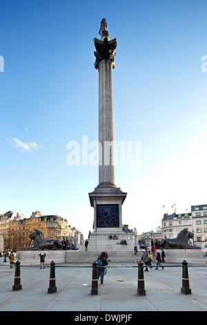 Nelson Säule am Trafalgar Square in London, Uk Stockfoto