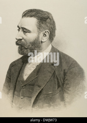 Aureliano Linares Rivas (1841 – 1903). Spanischer Politiker. Gravur. Stockfoto