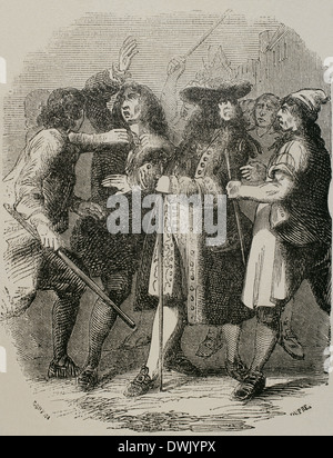 John Law (1671-1729). Schottischer Ökonom. Der Regent, Herzog von Orléans, sparen Gesetz. Gravur. Stockfoto