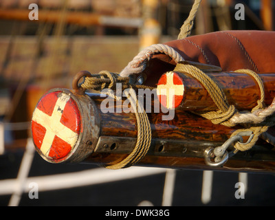 Detail von einem alten dänischen Segelboot, Dänemark Stockfoto