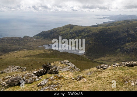 Loch Corodale und der Ost Küste von South Uist, vom Gipfel des Hecla (Thacla), Western Isles, Schottland, Vereinigtes Königreich Stockfoto