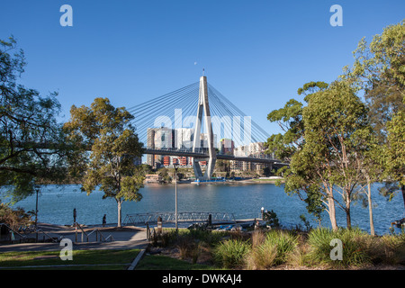 Ein Blick auf die Anzac Bridge von Glebe Point in Sydney Australia Stockfoto