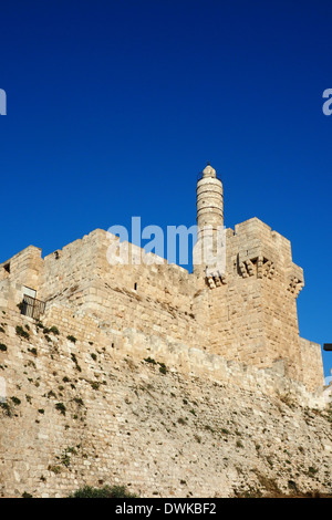 Die Zitadelle der Turm Davids, außerhalb der Stadtmauern der Altstadt von Jerusalem aus gesehen Stockfoto