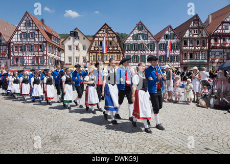 Historischer Festzug in Bad Urach Schaferlauf Bad Urach Schwäbische Alb, Baden-Württemberg, Deutschland, Europa Stockfoto