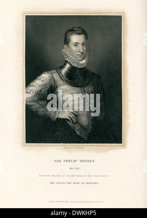 Porträt von Sir Philip Sidney ein englischer Dichter, Höfling und Soldat Stockfoto