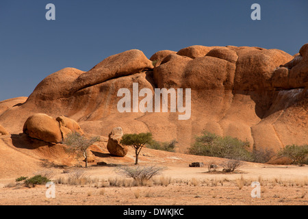 Landschaft mit Felsen rund um den Granit Berg Spitzkoppe, Namibia, Afrika Stockfoto