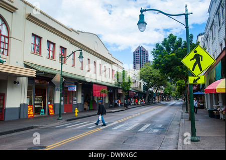 Historische Buildigns in der Innenstadt von Honolulu, Oahu, Hawaii, Vereinigte Staaten von Amerika, Pazifik Stockfoto