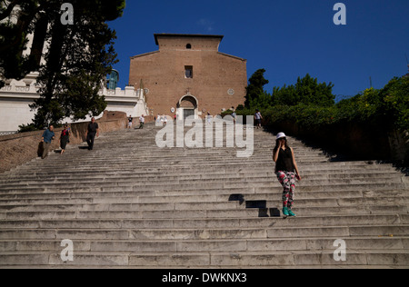 Aracoeli-Treppe und die Kirche Santa Maria in Aracoeli, aus dem Jahre 1348, Rom, Latium, Italien, Europa Stockfoto