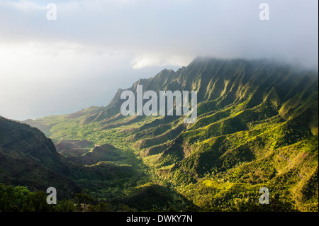 Kalalau Lookout über die Napali Küste aus dem Kokee State Park, Kauai, Hawaii, Vereinigte Staaten von Amerika, Pazifik Stockfoto