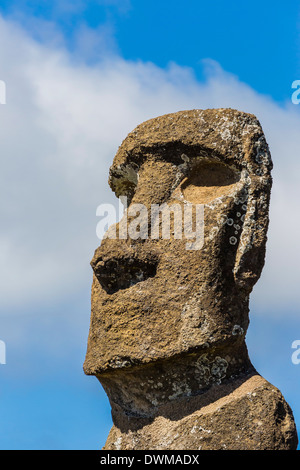 Detail der Moais am Ahu Akivi, der erste restaurierte Altar auf Ostern Insel (Isla de Pascua), der UNESCO, Chile, Südamerika Stockfoto