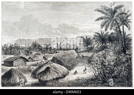 Tanganjikasee, Blick nach Norden vom Marktplatz. Gesehen vom Dach des unsere Tembe am Tanganjikasee Stockfoto