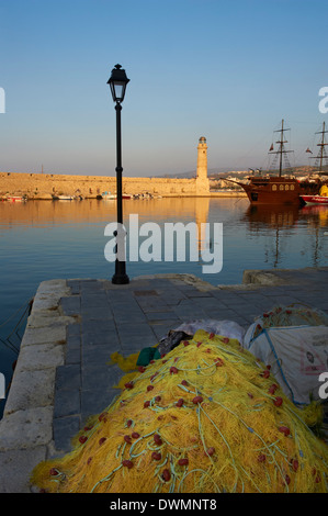 Venezianischen Hafen von Rethymnon, Kreta, griechische Inseln, Griechenland, Europa Stockfoto