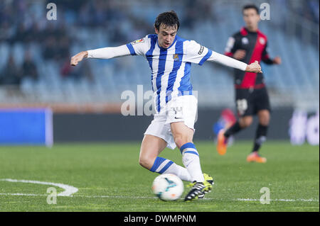 10. März 2014 - 03.10.14, San Sebastian, spielte Ruben Pardo während Liga BBVA Fußballspiel zwischen Real Sociedad und Rayo Vallecano Anoeta Stadium, Basc Spanien auf 10 Mach 2014. Foto: Ortzi Omenaka/Urbanandsport/NurPhoto (Kredit-Bild: © Ortzi Omenaka/NurPhoto/ZUMAPRESS.com) Stockfoto