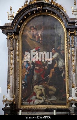 Die Enthauptung des Heiligen Johannes des Täufers in der Stiftskirche Neumünster in Würzburg Stockfoto